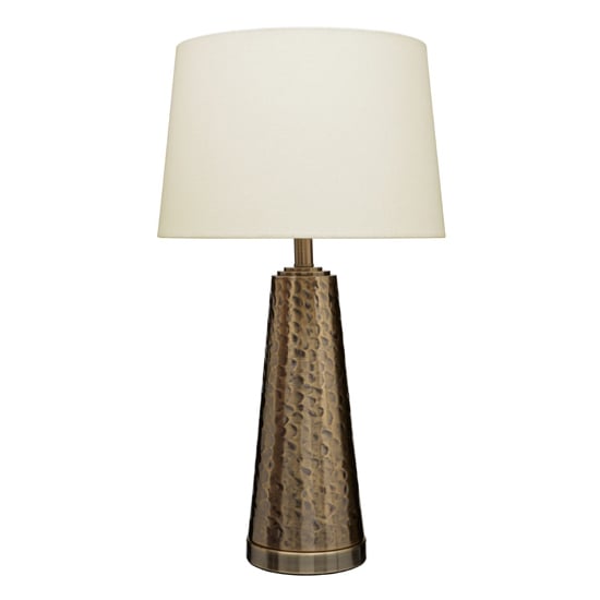 Read more about Heko cream fabric shade table lamp with brass metal base