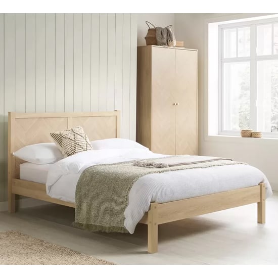 helena wooden double bed in oak