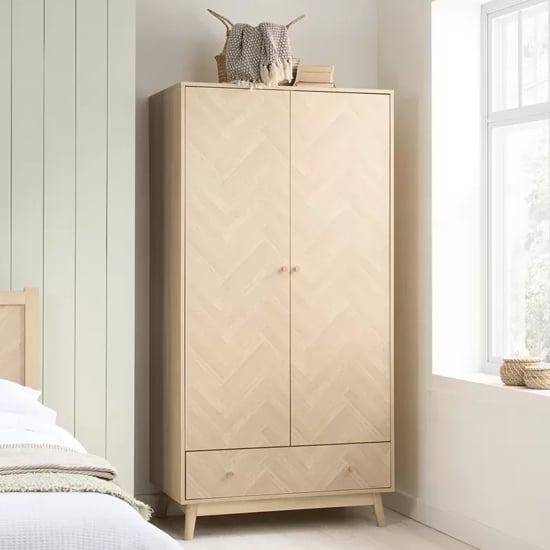 helena wooden wardrobe with 2 doors 1 drawer in oak