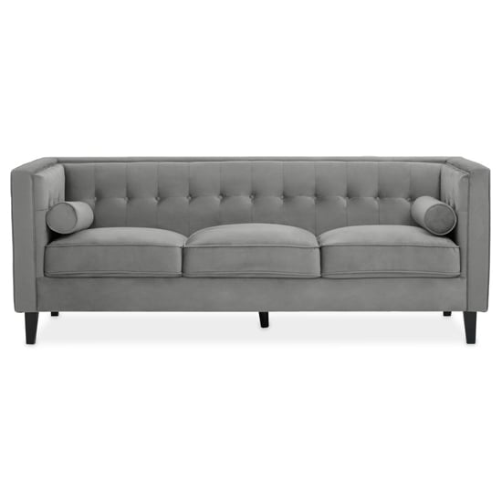 Product photograph of Helix Upholstered Velvet 3 Seater Sofa In Grey from Furniture in Fashion
