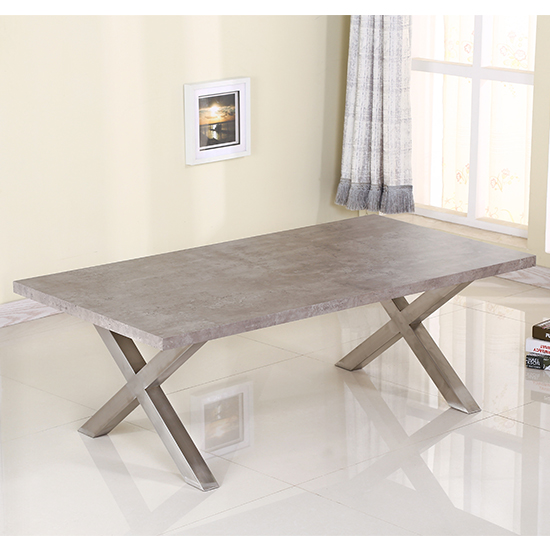 Read more about Havika wooden coffee table with brushed steel legs in stone