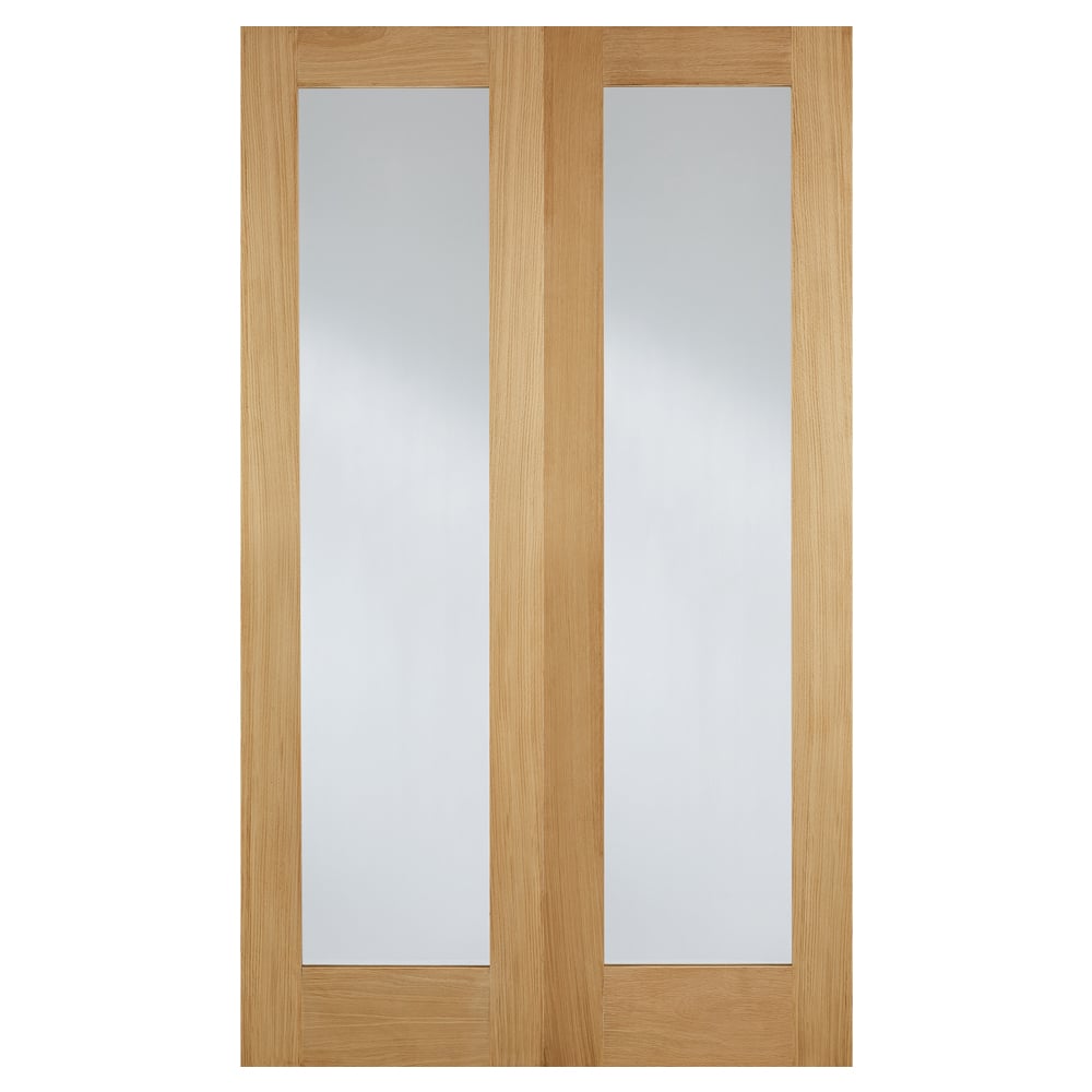 hemlock 1981mm x 1067mm clear internal door pair in oak