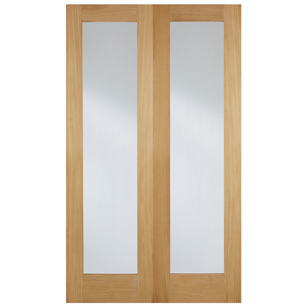 hemlock 1981mm x 1168mm clear internal door pair in oak