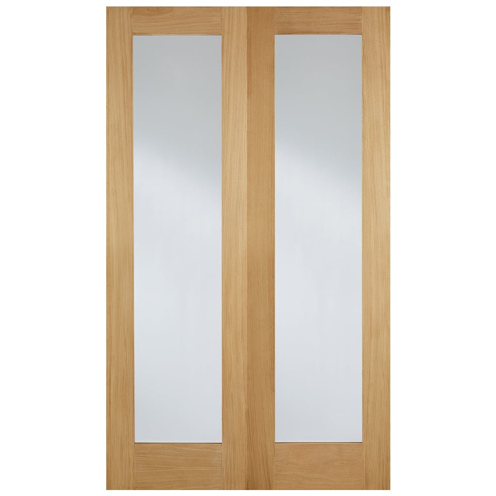 hemlock 1981mm x 914mm clear internal door pair in oak