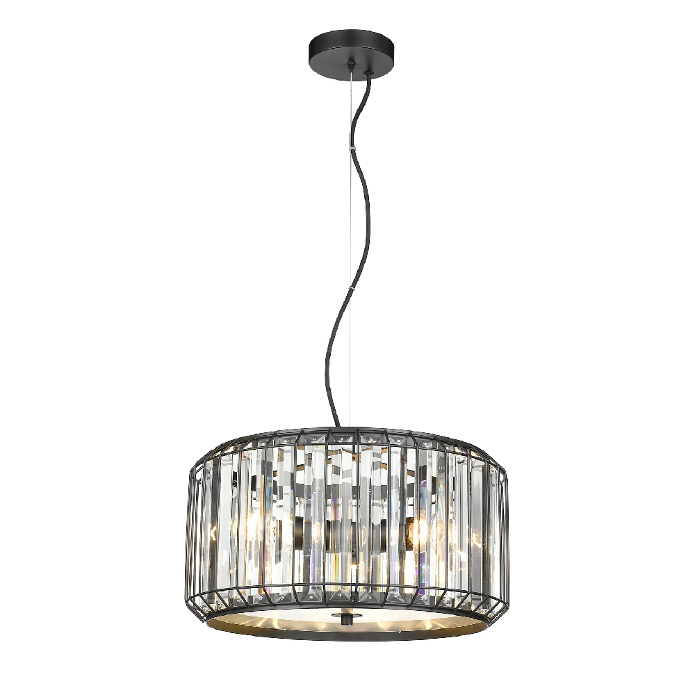 Product photograph of Hendon Clear Crystal Shade Pendant Light In Black from Furniture in Fashion