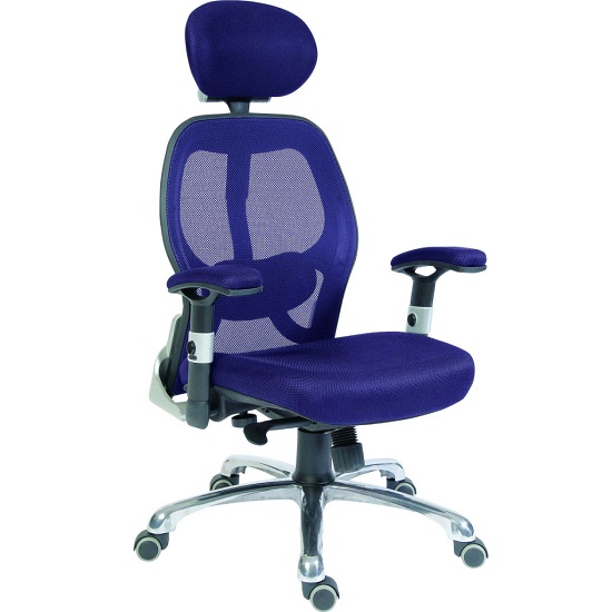Product photograph of Hendon Home Office Chair In Blue Mesh With Castors from Furniture in Fashion