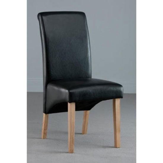 Product photograph of Hentro Leather Dining Chair In Black With Oak Leg from Furniture in Fashion