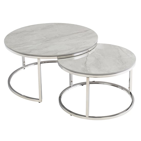View Hennie round set of 2 marble coffee tables in vilas grey