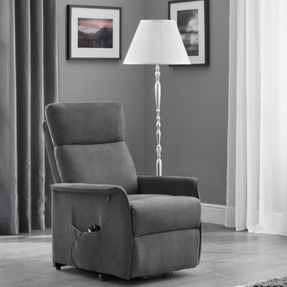 Henry Fabric Recliner Armchair In Charcoal Grey