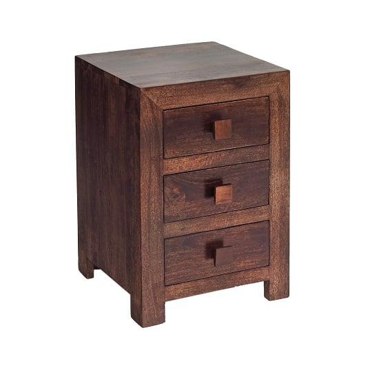 Read more about Henzler wooden bedside cabinet in dark with 3 drawers