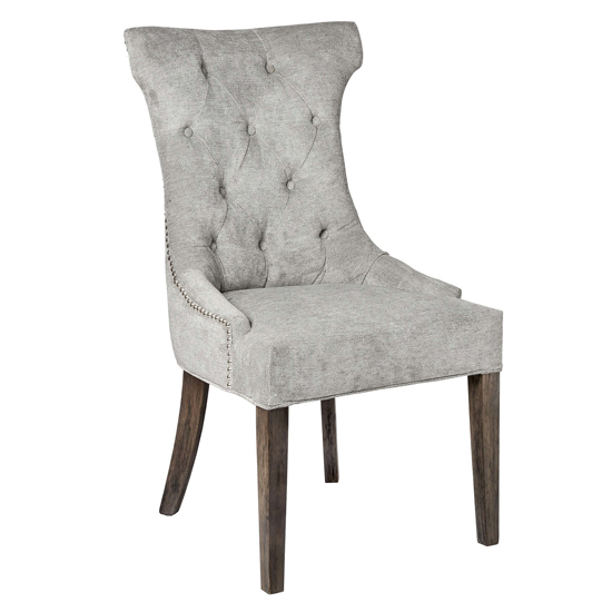 Hepton Silver Fabric Upholstered Dining Chairs In Pair | Furniture in ...