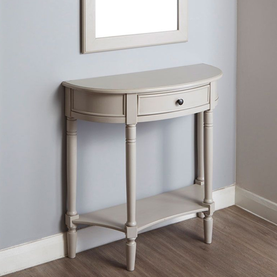Photo of Heritox curved console table 1 drawer in vintage grey