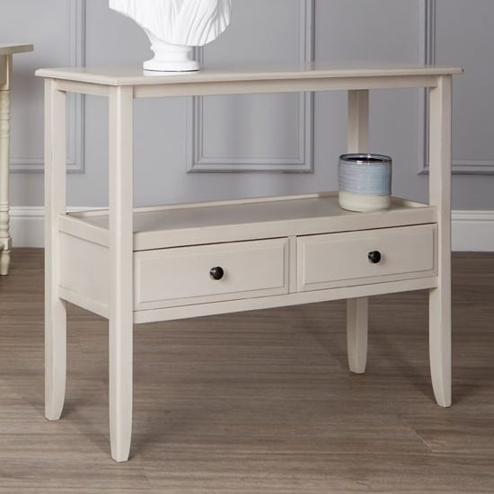 Product photograph of Heritox Wooden 2 Drawers Console Table In Grey from Furniture in Fashion