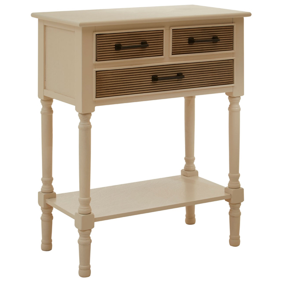 Product photograph of Heritox Wooden 3 Drawers Console Table In Pearl White from Furniture in Fashion