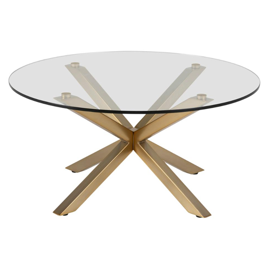 Read more about Herriman round clear glass coffee table with gold legs