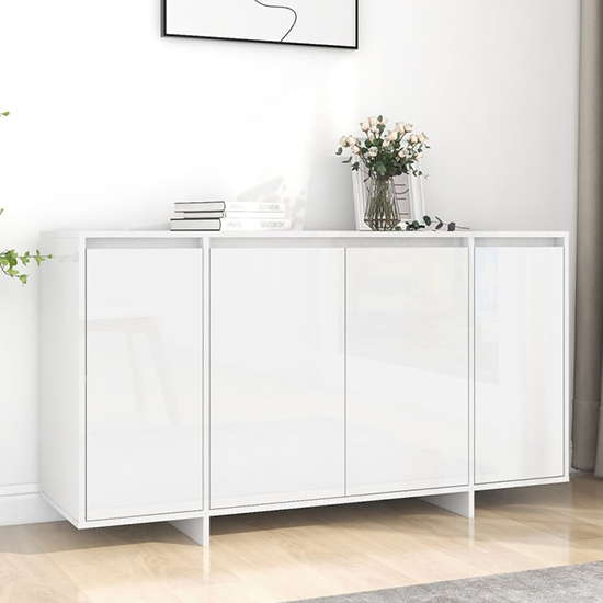 Product photograph of Hestia High Gloss Sideboard With 4 Doors In White from Furniture in Fashion