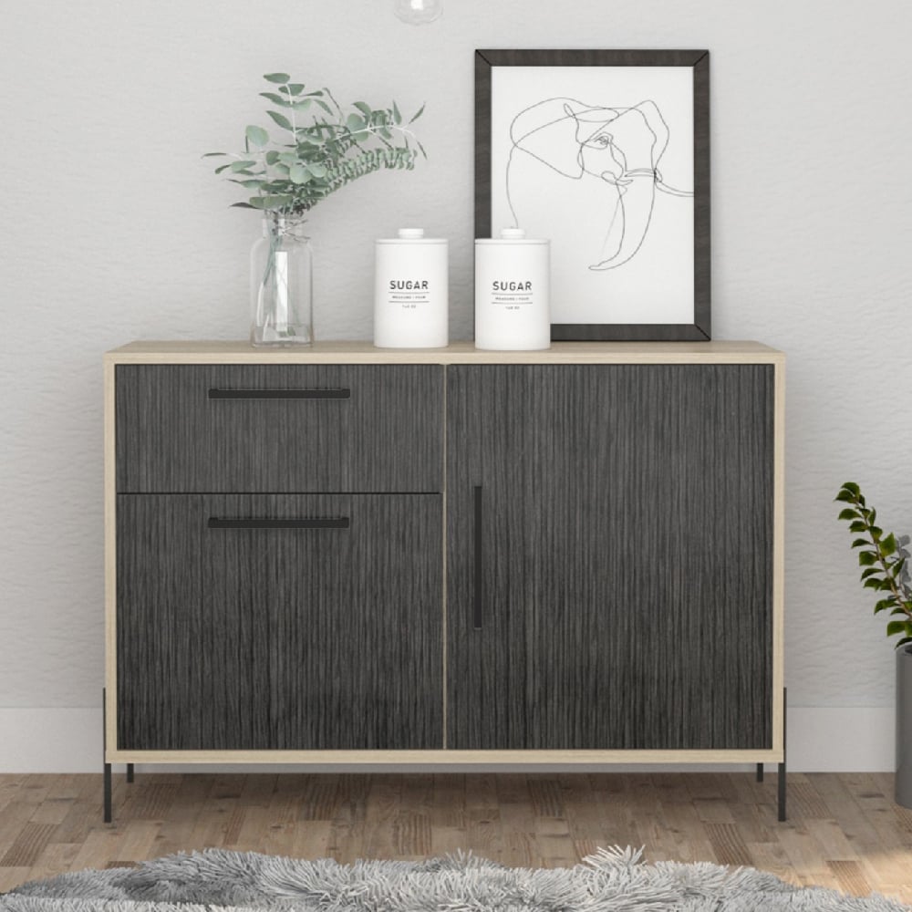 heswall wooden sideboard with 2 doors 1 drawer in oak grey