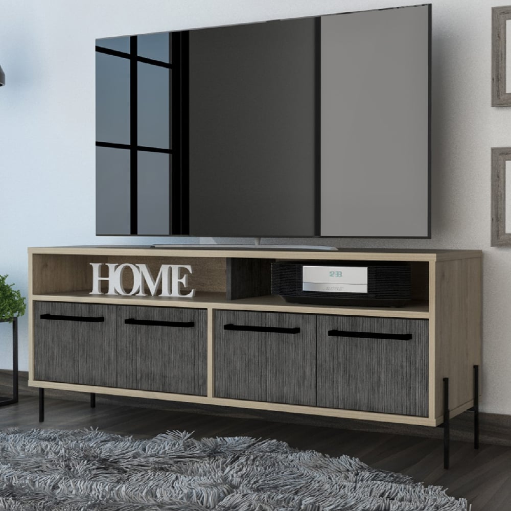 heswall wooden sideboard with 4 doors 2 shelves in oak grey