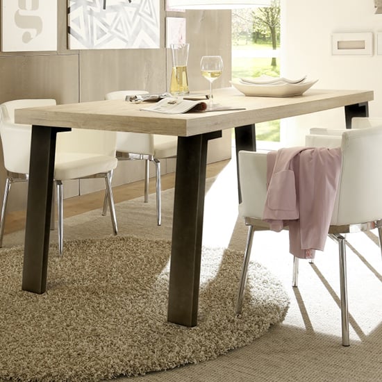 Read more about Heyford large rectangular wooden dining table in sherwood oak