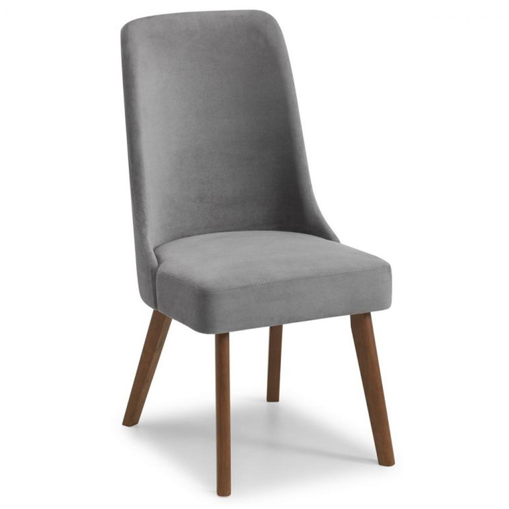 Product photograph of Hidalgo Fabric Dining Chair With Walnut Legs In Dusk Grey from Furniture in Fashion