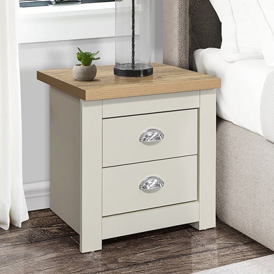 Read more about Highgate wooden bedside cabinet with 2 drawers in cream and oak
