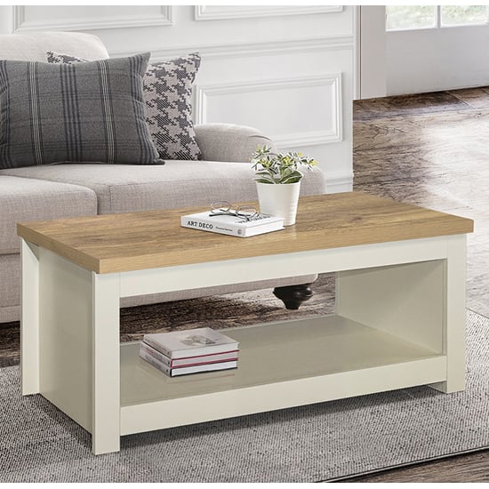 Product photograph of Highgate Wooden Coffee Table In Cream And Oak from Furniture in Fashion
