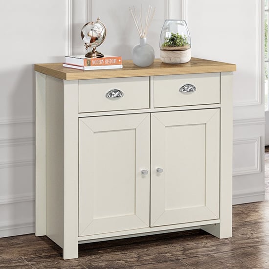 Read more about Highgate wooden sideboard with 2 door 2 drawer in cream and oak