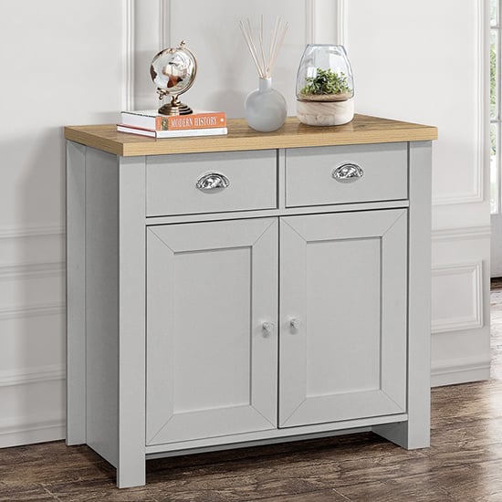 Read more about Highgate wooden sideboard with 2 door 2 drawer in grey and oak