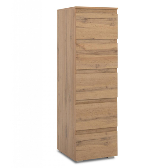 Hilary Contemporary Wooden Tall Chest Of Drawers In Golden Oak