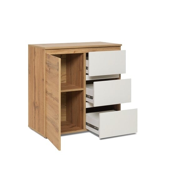 Hilary Contemporary Wooden Chest Of Drawers In Oak And White ...