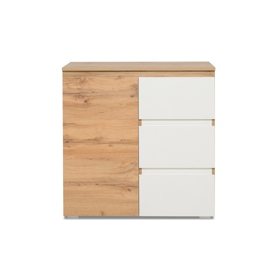 Hilary Contemporary Wooden Chest Of Drawers In Oak And White ...