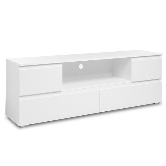 Product photograph of Hilary Wooden Tv Stand In White With 4 Drawers from Furniture in Fashion