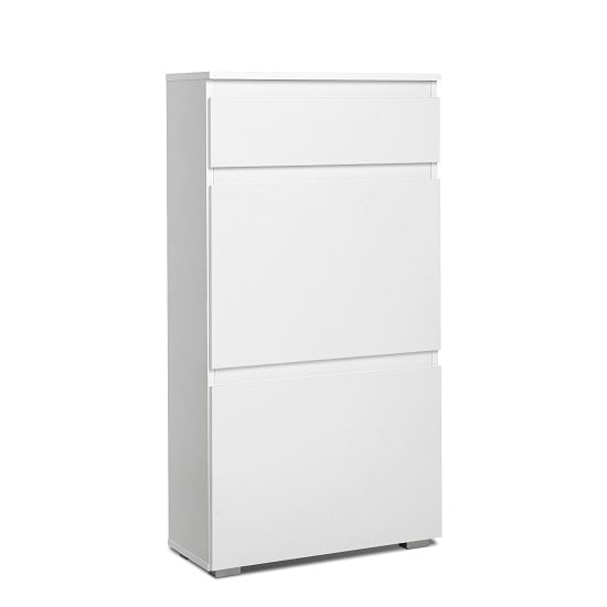 Product photograph of Hilary Shoe Cabinet In White With 2 Flap Doors from Furniture in Fashion