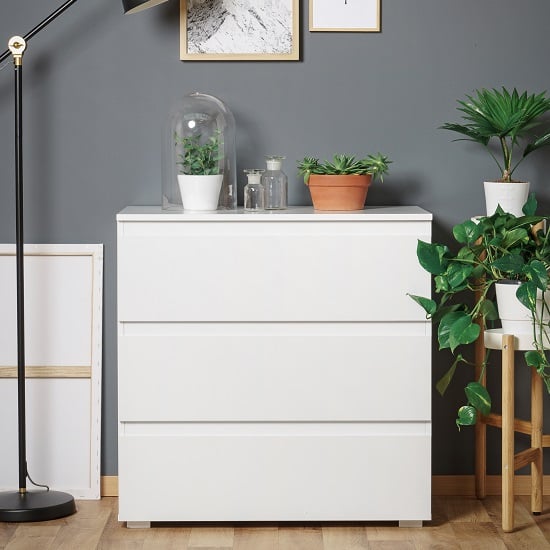 Read more about Hilary contemporary wooden small chest of drawers in white