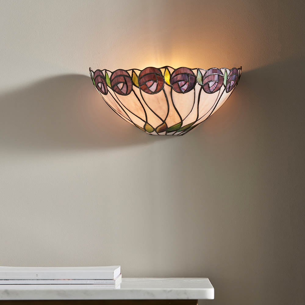 Product photograph of Hinton Tiffany Glass Wall Light In Multicolour from Furniture in Fashion