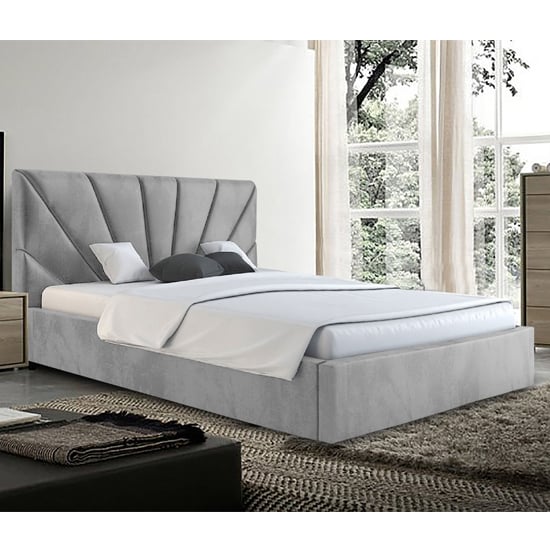 Photo of Hixson plush velvet single bed in silver