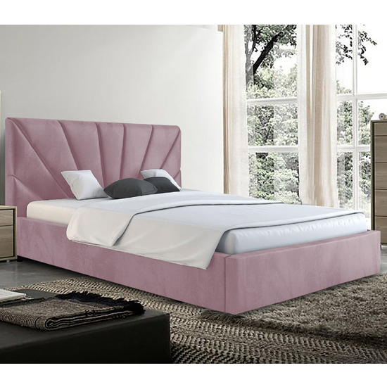Photo of Hixson plush velvet small double bed in pink