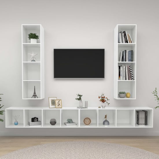 Hiyan Wall Hung High Gloss Entertainment Unit In White | Furniture in ...