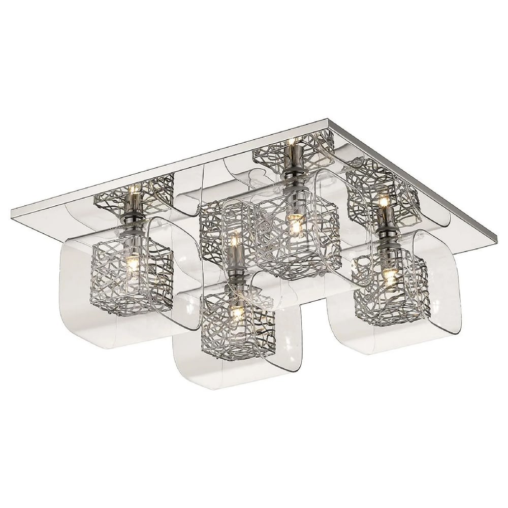 Product photograph of Holland 4 Light Clear Glass Flush Light In Chrome from Furniture in Fashion