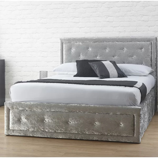 Read more about Honiton crushed velvet ottoman king size bed in silver