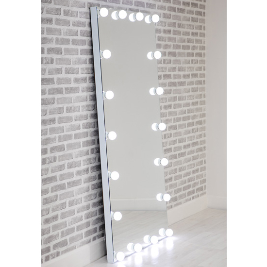 Photo of Hollywood floor dressing mirror with white high gloss frame