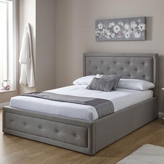 Product photograph of Honiton Ottoman Fabric Double Bed In Stone from Furniture in Fashion