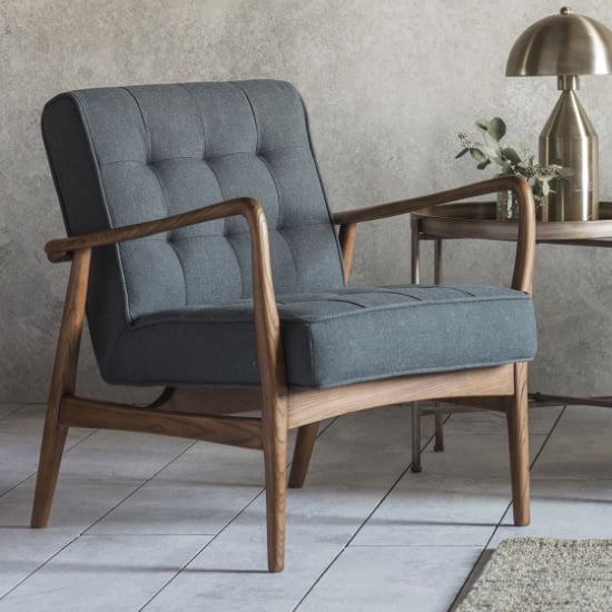 Read more about Hombre upholstered linen armchair in dark grey