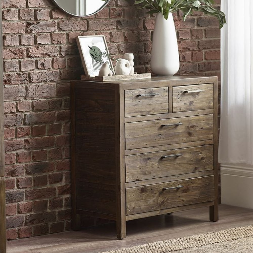 Homer Wooden Chest Of 5 Drawers In Brown | Furniture in Fashion