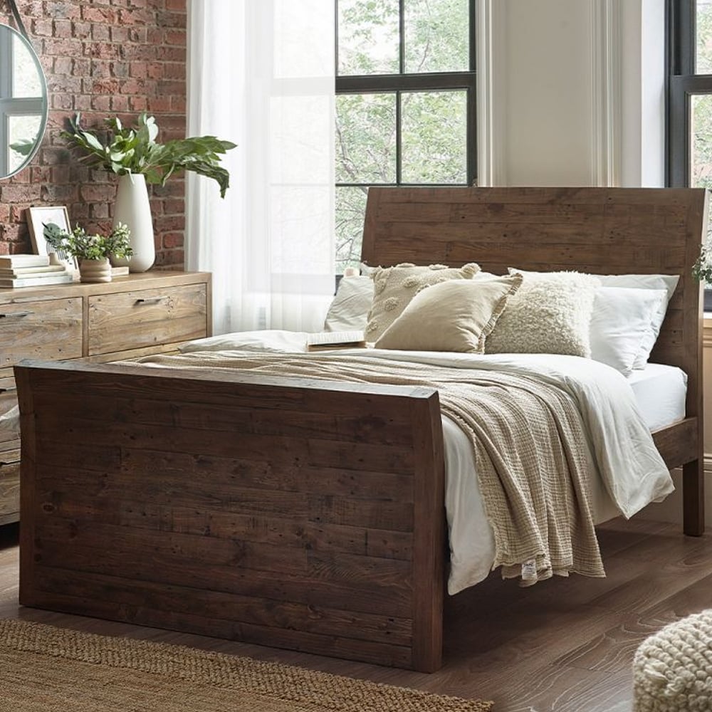 Product photograph of Homer Wooden King Size Bed In Brown from Furniture in Fashion