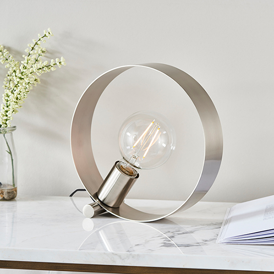 Product photograph of Hoop Table Lamp In Brushed Nickel from Furniture in Fashion