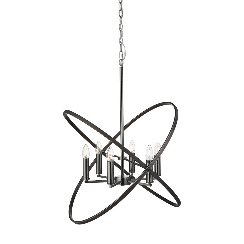 Product photograph of Hoopla 6 Light Ceiling Pendant Light In Pewter from Furniture in Fashion