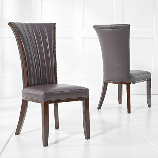 Horizen Dining Chair In Brown Bonded Leather In A Pair Sale