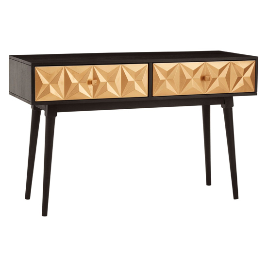Product photograph of Horna Wooden Console Table With 2 Doors In Brown And Gold from Furniture in Fashion