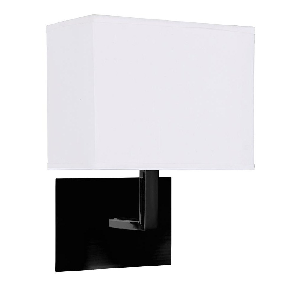 Read more about Hotel white fabric shade wall light in matt black